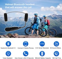 QSPORTPEAK Bluetooth 5.1 Motoros Sisak Headset CVC Zajszűréssel és 3D Hanggal 3