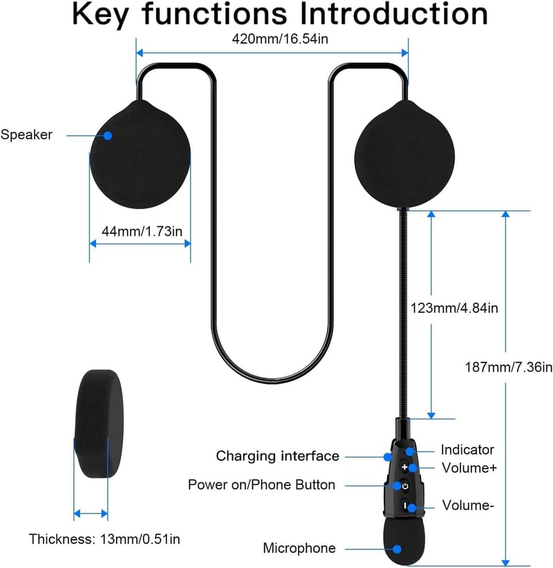 QSPORTPEAK Bluetooth 5.1 Motoros Sisak Headset CVC Zajszűréssel és 3D Hanggal
