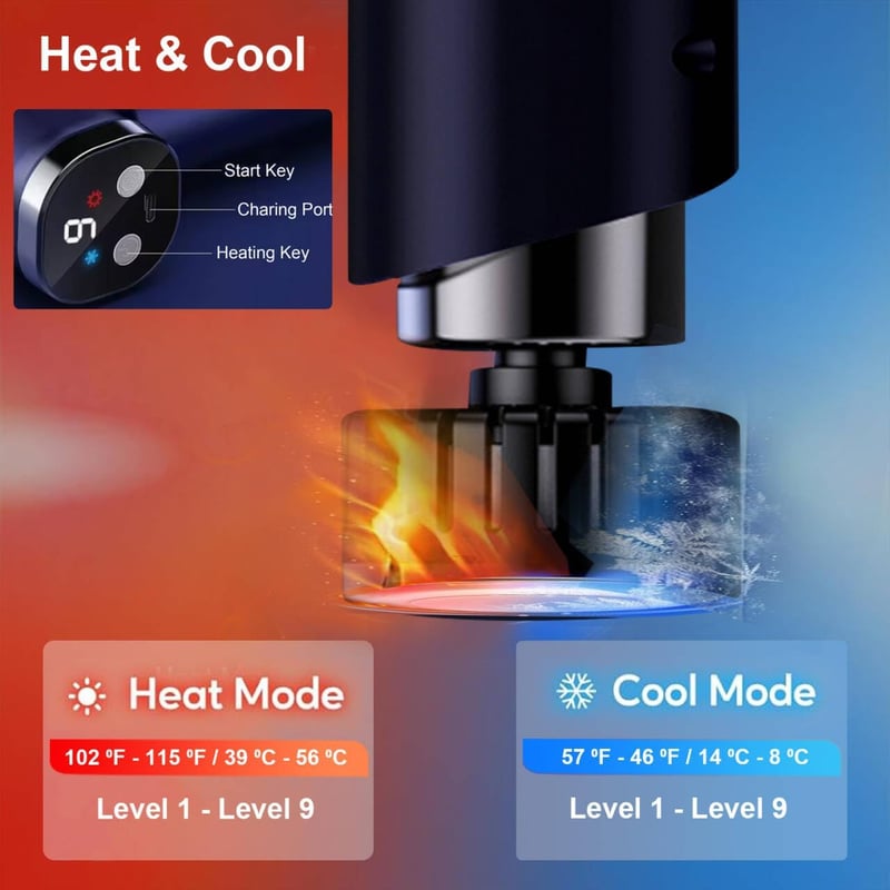 QSPORTPEAK Mini masszázspisztoly fűtéses és hűtéses, 3200 rpm, 13 mm fej, 9 tartozék, 3600 mAh, fekete kézi fascia masszírozó nyakra hátra t