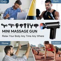 QSPORTPEAK Mini masszázspisztoly fűtéses és hűtéses, 3200 rpm, 13 mm fej, 9 tartozék, 3600 mAh, fekete kézi fascia masszírozó nyakra hátra t 8