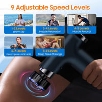 QSPORTPEAK Mini masszázspisztoly fűtéses és hűtéses, 3200 rpm, 13 mm fej, 9 tartozék, 3600 mAh, fekete kézi fascia masszírozó nyakra hátra t 2