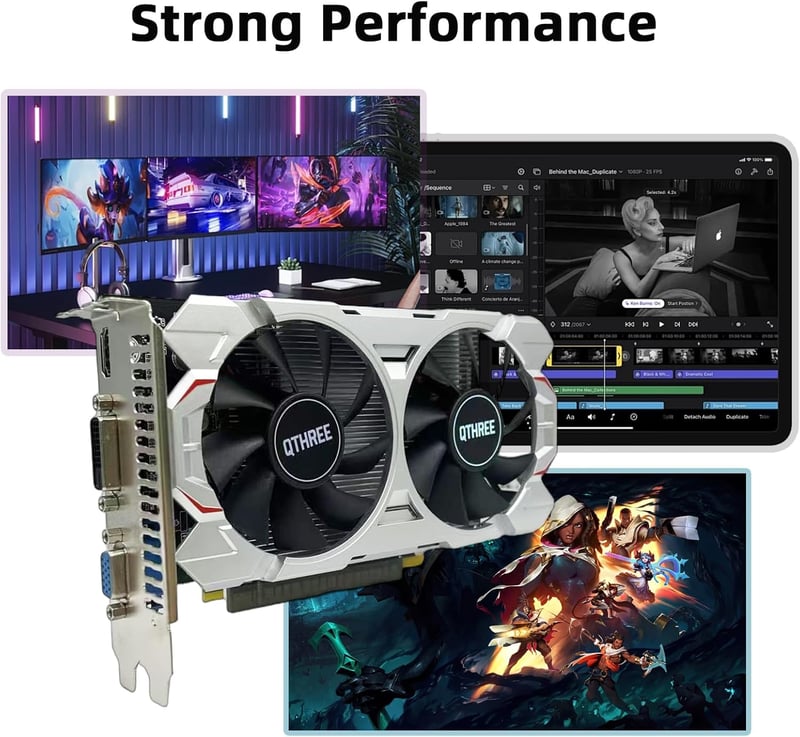 QTHREE GTX 750 Ti 4GB 128 bites PCIe x16 videokártya, dual ventilátor, HDMI VGA DVI, low profile, DirectX 12