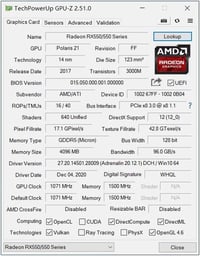 QTHREE Radeon RX 550 Low Profile videókártya 4GB GDDR5 128 bites DVI-D HDMI VGA PCIe x8 asztali DirectX 12 7