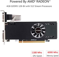 QTHREE Radeon RX 550 Low Profile videókártya 4GB GDDR5 128 bites DVI-D HDMI VGA PCIe x8 asztali DirectX 12 2