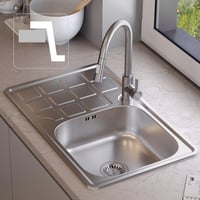 Quadron Louis sudoper od nehrđajućeg čelika s jednim koritom, 50 cm, boja lanenog sjemena, s odvodom, za ormarić od najmanje 50 cm 8