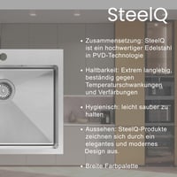Quadron Louis sudoper od nehrđajućeg čelika s jednim koritom, 50 cm, boja lanenog sjemena, s odvodom, za ormarić od najmanje 50 cm 5