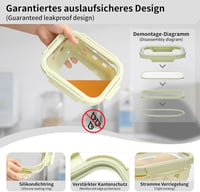 QuaLife Üveg Ételhordó Szett 6x640ml Szivárgásmentes Mikrózható 5