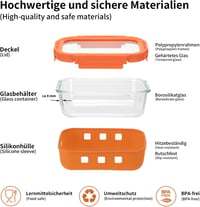 QuaLife Üveg Ételhordó Szett 6x640ml Szivárgásmentes Mikrózható 4