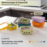 QuaLife Üveg Ételhordó Szett 6x640ml Szivárgásmentes Mikrózható 3