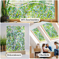 Folie pentru geam Qualsen cu model de frunze colorate, folie de protecție a intimității pentru fereastră 30x100 cm, decorativă, cu protecție solară 6
