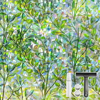 Folie pentru geam Qualsen cu model de frunze colorate, folie de protecție a intimității pentru fereastră 30x100 cm, decorativă, cu protecție solară 1