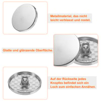 QUARKZMAN 10 ks okrúhlych plochých kovových gombíkov 23 mm strieborné, gombíky na šitie na oblečenie, nohavice, kabáty, saká, košele, obleky, DIY remeselné dekorácie 4
