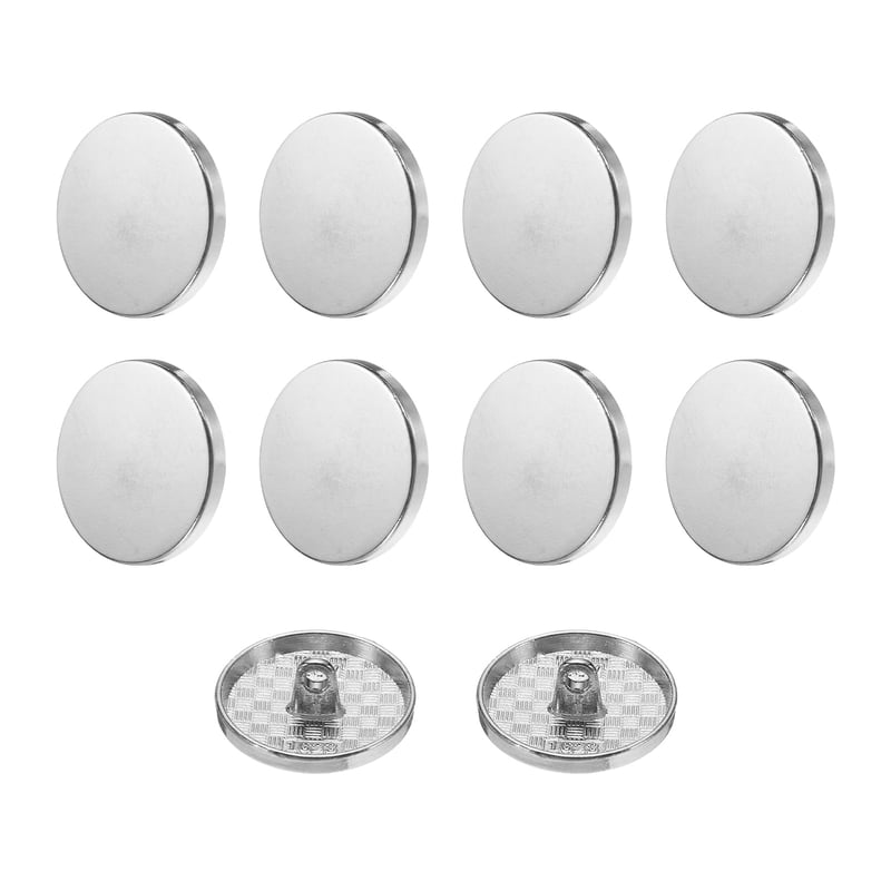 QUARKZMAN 10 ks okrúhlych plochých kovových gombíkov 23 mm strieborné, gombíky na šitie na oblečenie, nohavice, kabáty, saká, košele, obleky, DIY remeselné dekorácie