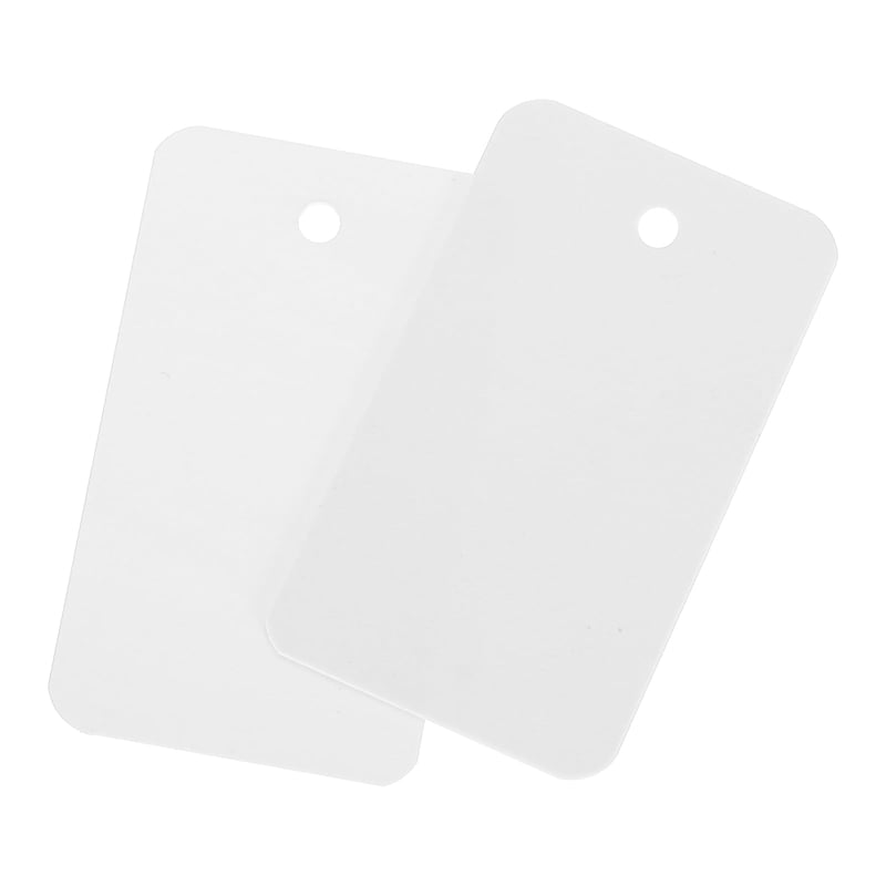 QUARKZMAN 100 ks Vodoodolné biele plastové štítky s očkom 3,5x6 cm, prázdne PVC cenovky na označenie darčekových balení a oblečenia