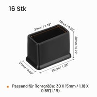 QUARKZMAN 16 kom PVC četvrtaste kapice za noge stolice 30x15 mm crne, zaštita za pod i namještaj 2
