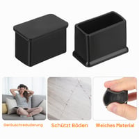 QUARKZMAN 16 kom PVC četvrtaste kapice za noge stolice 30x15 mm crne, zaštita za pod i namještaj 4