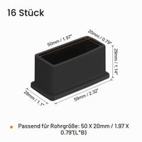QUARKZMAN 16 kom. PVC pravokutne kapice za noge stolica, 50x20 mm, crni štitnici za noge namještaja, navlake za noge stola, zaštita za pod za terase, ormariće 2
