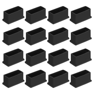 QUARKZMAN 16 bucăți capace pătrate din PVC pentru picioare de scaun, 50x20 mm, protecții negre pentru picioare de mobilier, capace pentru picioare de masă, protecții pentru podea pentru masă de terasă, dulap