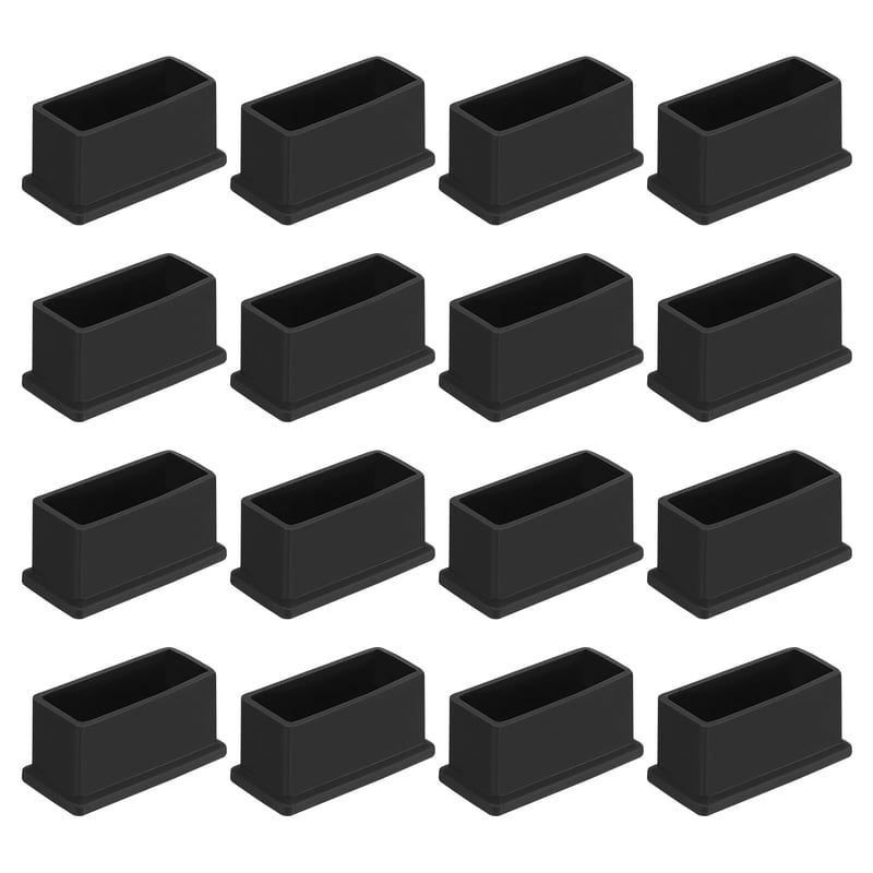 QUARKZMAN 16 kom. PVC pravokutne kapice za noge stolica, 50x20 mm, crni štitnici za noge namještaja, navlake za noge stola, zaštita za pod za terase, ormariće