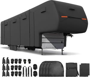 QUARKZMAN cerada za kamp prikolicu (5th wheel), otporna na vjetar - crna, 33-37"