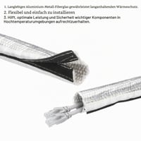 Tepelne ochranná hadica z hliníkovej fólie QUARKZMAN, vnútorný priemer 60 mm, hrúbka 1,5 mm, tepelne odolná ochranná trubica na káble, dĺžka 0,98 m, na organizáciu káblov 4