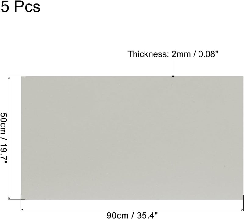 QUARKZMAN EVA Hablemez Szürke 90x50cm 2mm Vastag - 5 db-os Csomag Jelmezekhez, Kézműves Projektekhez, Kreatív Alkotásokhoz