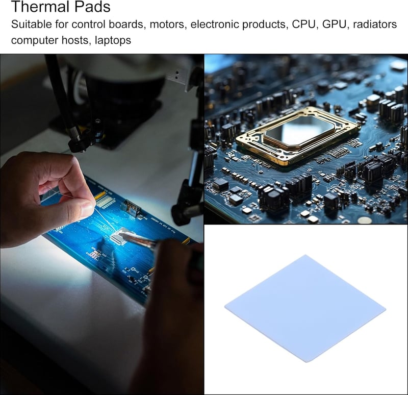 QUARKZMAN Hővezető Szilikon Pad 3.6 W/m.K - 20x20x0.5mm Kék Hűtőbetét Laptophoz, Számítógéphez, Radiátorhoz - Hőálló Termikus Alátét