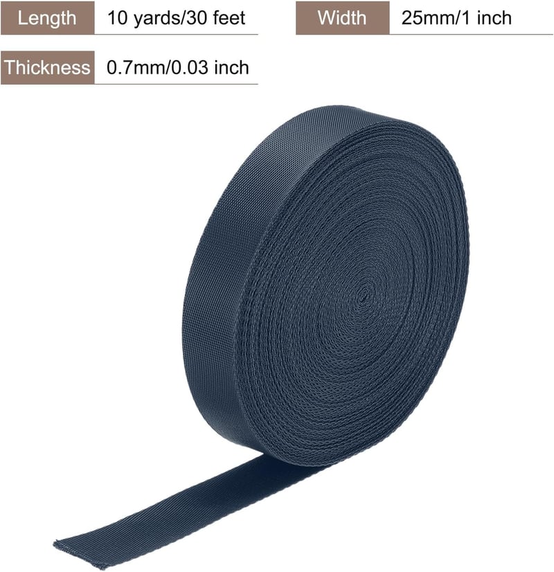 QUARKZMAN Lapos Nejlon Heveder 25mm x 9,1m - Élénkkék Pánt Hátizsák Javításhoz, DIY Projektekhez, Csomagtartóhoz és Kézműves Munkákhoz