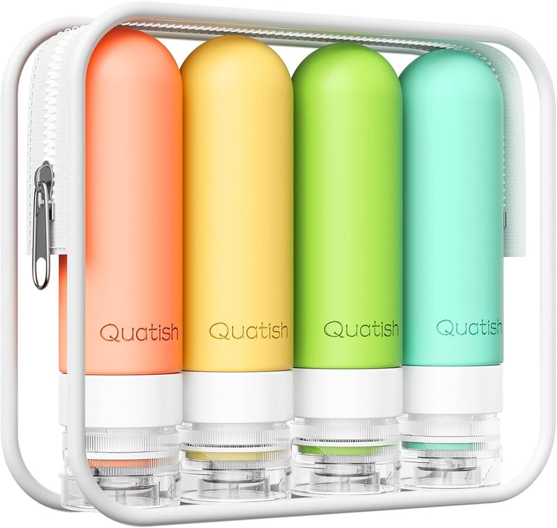 Quatish 90ml utazási palackok szett, TSA engedélyezett, szilikon, 4 darab - Multicolour
