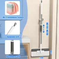 Sistem de curățare cu mop QuazarPyon cu cleme de fixare, 12 lavete din microfibră, mâner telescopic, mop pentru podele 5