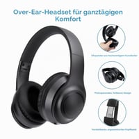 Bezdrôtové TV slúchadlá Queemie pre seniorov s potlačením hluku ANC, Bluetooth 5.3, vysielač 3 v 1 (USB/RCA/AUX), 35 hodín prehrávania, 220 g, skladacie 8