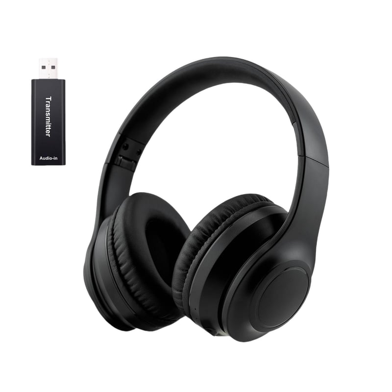 Bezdrôtové TV slúchadlá Queemie pre seniorov s potlačením hluku ANC, Bluetooth 5.3, vysielač 3 v 1 (USB/RCA/AUX), 35 hodín prehrávania, 220 g, skladacie