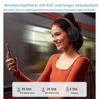Bezdrôtové TV slúchadlá Queemie pre seniorov s potlačením hluku ANC, Bluetooth 5.3, vysielač 3 v 1 (USB/RCA/AUX), 35 hodín prehrávania, 220 g, skladacie 7