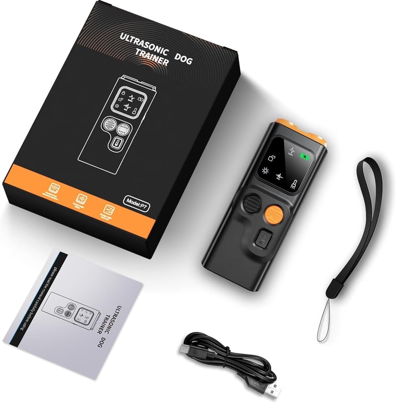 QueenMew Ultrahangos Kutyaugatás Elleni Eszköz 2 Módú LED Fénnyel 30m Hatótáv - 2-black
