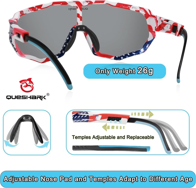 Queshark gyerek kerékpáros napszemüveg UV400 védelem 8-16 év