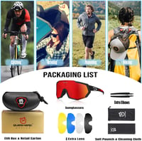 Queshark Sportszemüveg Kerékpáros Szemüveg Polarizált UV400 Védelem 5 Cserélhető Lencsével Fekete-Piros Outdoor Bicikli Futás 6