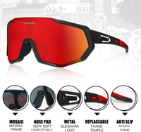 Queshark Sportszemüveg Kerékpáros Szemüveg Polarizált UV400 Védelem 5 Cserélhető Lencsével Fekete-Piros Outdoor Bicikli Futás 3