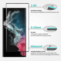 Folie Sticlă Securizată QUESPLE pentru Samsung Galaxy S22 Ultra, 2 bucăți - Margini Curbate 3D, Acoperire Completă, Duritate 9H, Anti-bule, Compatibilă cu Cititorul de Amprente 2