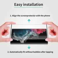 Folie Sticlă Securizată QUESPLE pentru Samsung Galaxy S22 Ultra, 2 bucăți - Margini Curbate 3D, Acoperire Completă, Duritate 9H, Anti-bule, Compatibilă cu Cititorul de Amprente 5