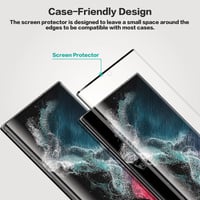 Folie Sticlă Securizată QUESPLE pentru Samsung Galaxy S22 Ultra, 2 bucăți - Margini Curbate 3D, Acoperire Completă, Duritate 9H, Anti-bule, Compatibilă cu Cititorul de Amprente 6