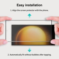 Folie de sticlă securizată QUESPLE pentru Samsung Galaxy S23 Ultra - 2 bucăți, anti-zgârieturi, HD transparentă, fără bule, compatibilă cu senzorul de amprentă 5