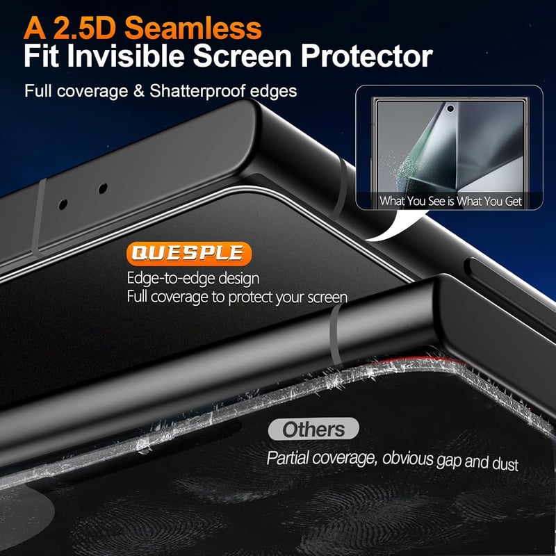 QUESPLE Samsung Galaxy S24 Ultra edzett üveg képernyővédő 2db, 9H keménység, teljes képernyős adatvédelmi fólia
