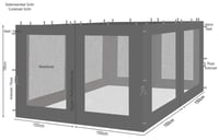 QUICK STAR Rank Kerti Pavilon Szúnyogháló Oldalpanel 3x3 m Antracit RAL 7012 4 db Szélvédő Oldalfal Gazebo Sátorhoz 2