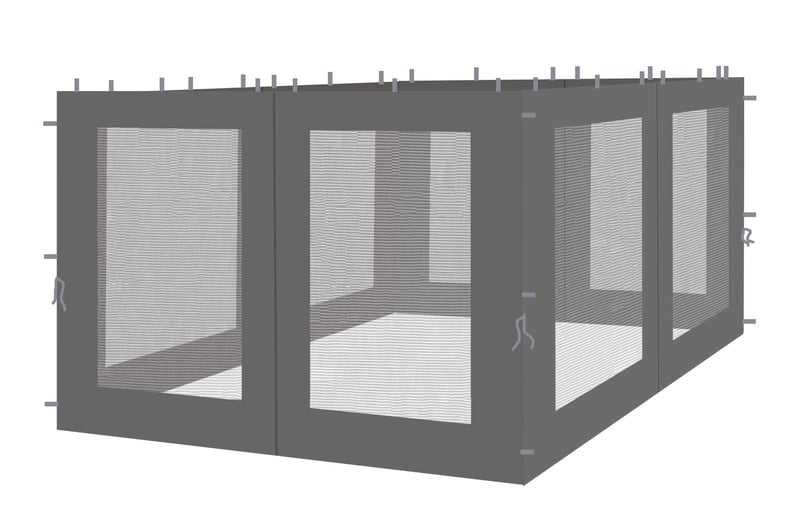 QUICK STAR Rank Kerti Pavilon Szúnyogháló Oldalpanel 3x3 m Antracit RAL 7012 4 db Szélvédő Oldalfal Gazebo Sátorhoz