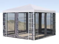 QUICK STAR Rank Kerti Pavilon Szúnyogháló Oldalpanel 3x3 m Antracit RAL 7012 4 db Szélvédő Oldalfal Gazebo Sátorhoz 7