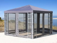 QUICK STAR Rank Kerti Pavilon Szúnyogháló Oldalpanel 3x3 m Antracit RAL 7012 4 db Szélvédő Oldalfal Gazebo Sátorhoz 9