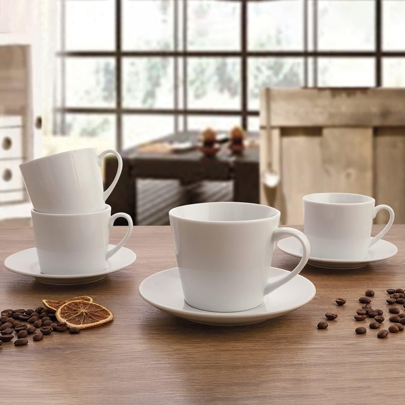 Quid Renova 6 részes porcelán csésze szett alátéttel, 9 cl, átlátszó