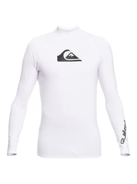 Tricou de înot pentru bărbați Quiksilver All Time cu mânecă lungă, tip rash guard, protecție UPF 50, alb, mărimea M 1