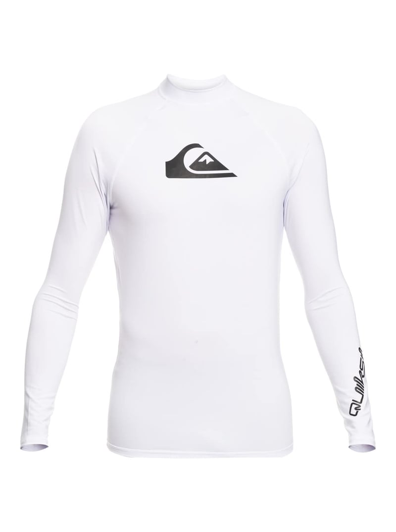Tricou de înot pentru bărbați Quiksilver All Time cu mânecă lungă, tip rash guard, protecție UPF 50, alb, mărimea M