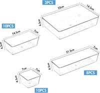 Quirlig 31 részes fiók szervező szett, sminktartó, asztal és konyha rendszerezőhöz - 31 PCS, Transparent 5